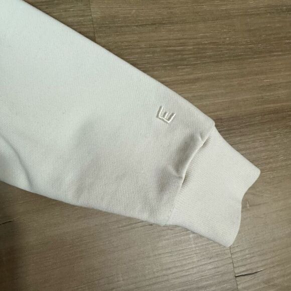 Everlane Women's XS The Track Half Zip Sweatshirt Bone White 100% Organic Cotton - Picture 3 of 7